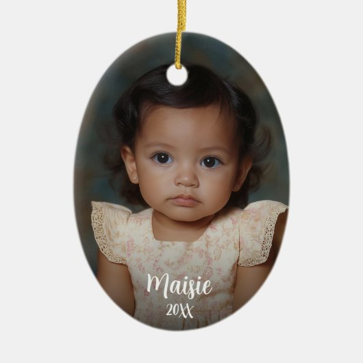 写真テンプレートクリスマスまたは休日オーナメント セラミックオーナメント (正面)