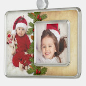 写真テンプレートクリスマスクリスマス 伝統的 シルバープレートフレームオーナメント (左)