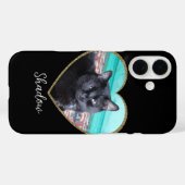 写真テンプレートグリッターハートとペット名前をカスタムする Case-Mate iPhoneケース (裏面 (横))