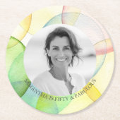 写真テンプレートコースターズバースデーパーティーテーマ ラウンドペーパーコースター (正面)
