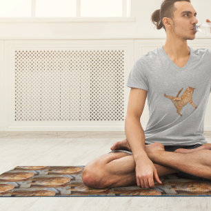 写真テンプレートタイル張りファミリーペットキャットドッグ ヨガマット