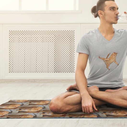 写真テンプレートタイル張りファミリーペットキャットドッグ ヨガマット