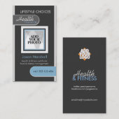 写真テンプレートダークグレー+ブルー名刺 名刺 (正面/裏面)