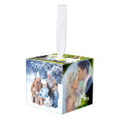 写真テンプレートパーソナライズされたクリスマス キューブオーナメント (正面アングル)