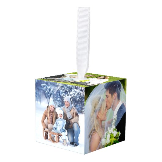 写真テンプレートパーソナライズされたクリスマス キューブオーナメント