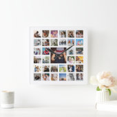 写真テンプレートパーソナライズされたコラージュ スクエア壁時計 (ホーム)