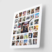 写真テンプレートパーソナライズされたコラージュ スクエア壁時計 (傾斜)