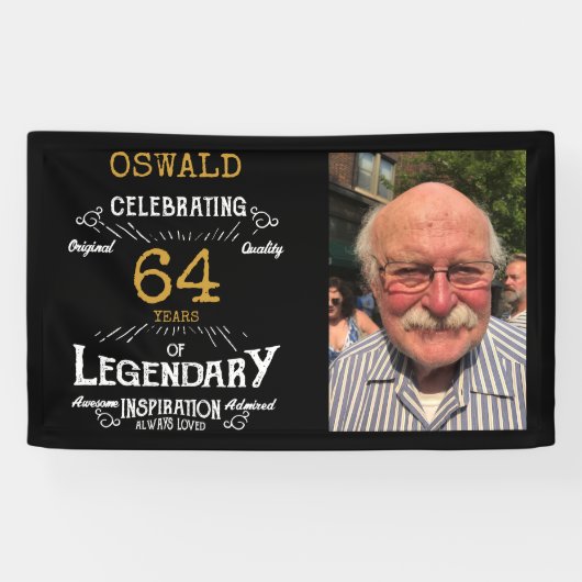 写真テンプレートパーソナライズされたパパ誕生日レジェンダリー 横断幕 (横)