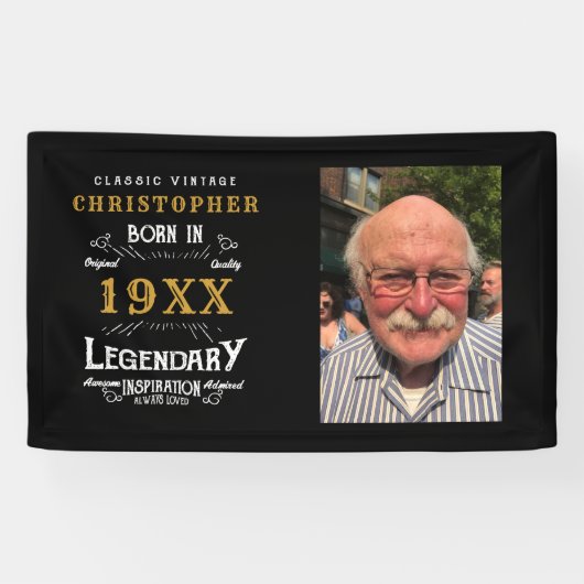 写真テンプレートパーソナライズされたパパ誕生日レジェンダリー 横断幕 (横)