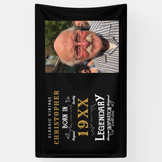 写真テンプレートパーソナライズされたパパ誕生日レジェンダリー 横断幕 (縦)