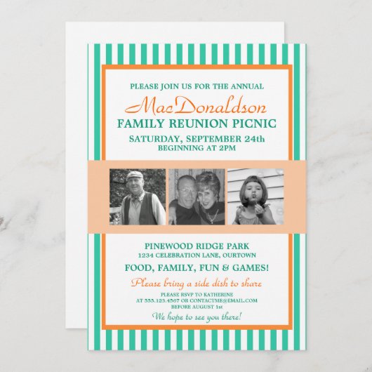 写真テンプレートファミリ懇親会招待状 招待状 (正面/裏面)