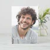 写真テンプレートモダン卒業パティお祝い 招待状 (スタンド正面)