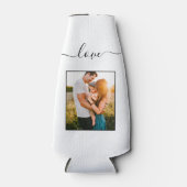 写真テンプレートラブ文字ホワイトビールボトルクール ボトルクーラー (正面)