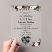 写真テンプレート植物半透明結婚の アクリル招待状 (インサイチュ (ポータブル))