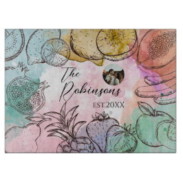 写真テンプレート水彩フルーツ カッティングボード