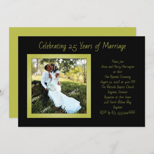 写真テンプレート結婚記念日の誓いパーティー 招待状 (正面/裏面)