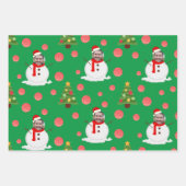 写真テンプレート雪だるまおもしろい包装紙シート ラッピングペーパーシート (正面3)