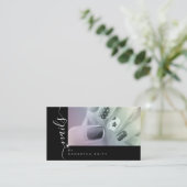 写真テンプレート黒エレガント書署名 名刺 (スタンド正面)