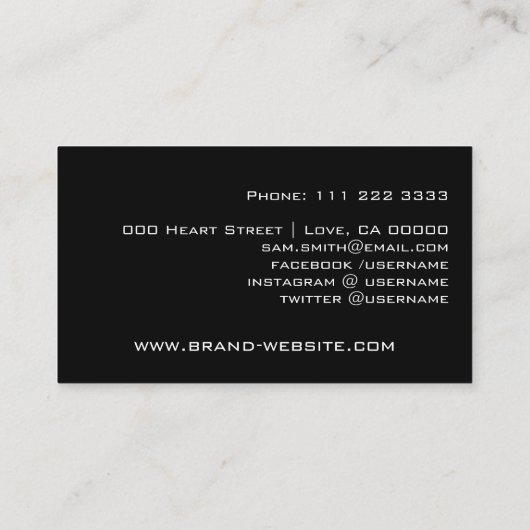 写真テンプレート黒エレガント書署名 名刺 (裏面)