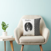 写真テンプレート&カスタムブラックポーズオングレー&文字 クッション (椅子)