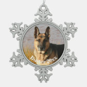 写真テンプレート·ピューター·クパーソナライズされたリスマス スノーフレークピューターオーナメント (正面)