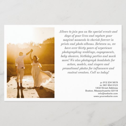 写真テンプレート プロフェッショナル写真撮影ビジネス チラシ (裏面)