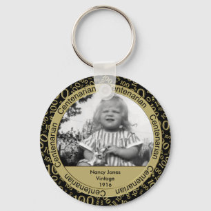 写真テンプレート:第100誕生日100年金ゴールド キーホルダー