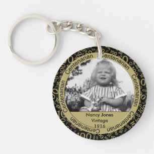写真テンプレート:第100誕生日100年金ゴールド キーホルダー
