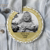 写真テンプレート:第70誕生日金ゴールドとホワイトテーマ 缶バッジ (インサイチュ)