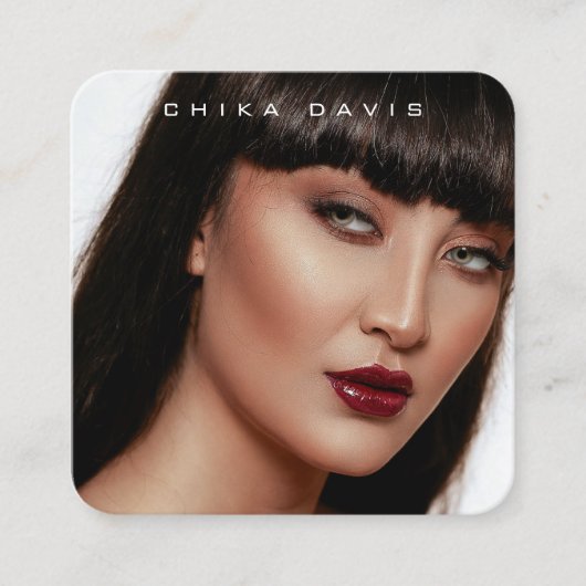 写真トレンディーモダンフルフォトQRコード スクエア名刺 (正面)