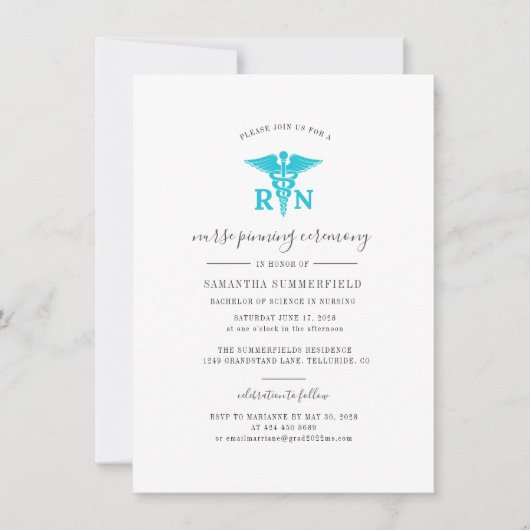 写真ナース卒業記念ピンセレモニー招待状 招待状 (正面)