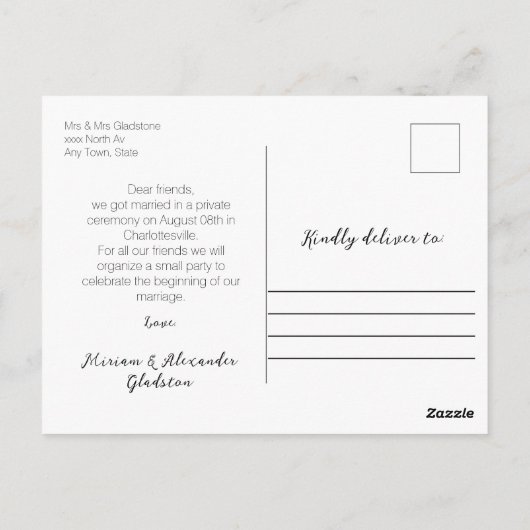 写真ノットの発表結婚を結んだ ポストカード (裏面)