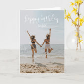 写真ハッピーバースデー名Joy Happiness Love カード (黄色い花)