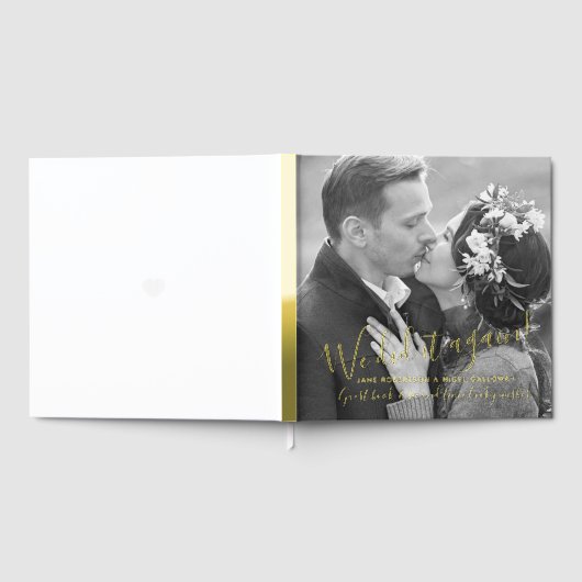 写真ハートが再婚した写真結婚の ゲストブック (全面)