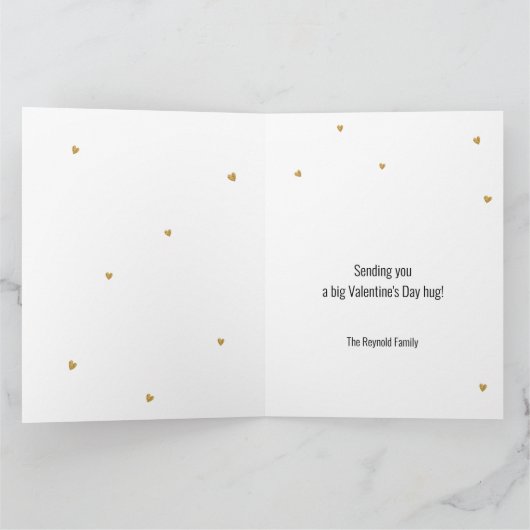 写真ハートバレンタインデー金ゴールドグリッターハート カード (内部)