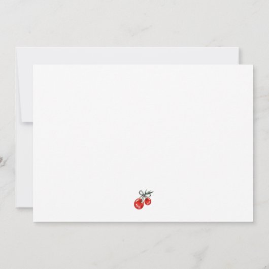 写真ハートフローラさくらんぼオントップベビーガールシャワー 招待状 (裏面)