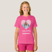 写真ハート名birthday girl pink tシャツ (正面フル)