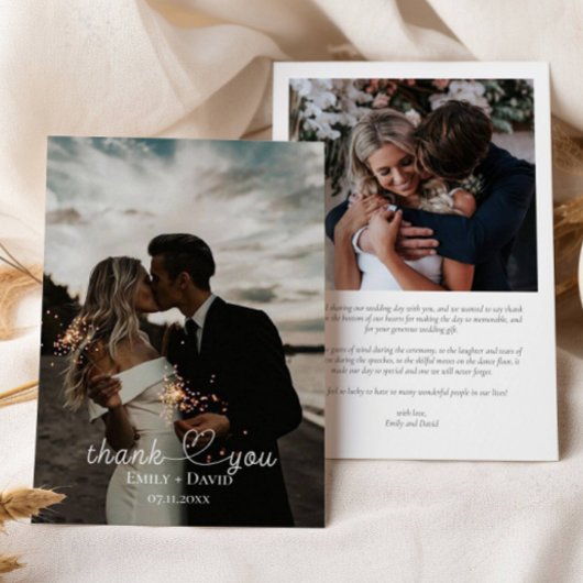 写真ハート手入力結婚済み サンキューカード