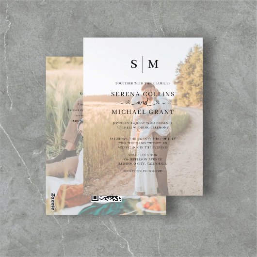 写真ハート書道QRコー結婚ド ポストカード