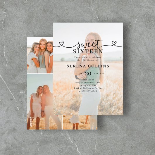 写真ハート書道Sweet 16 ポストカード
