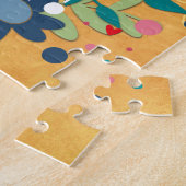 写真ハート花桃色の黄色かわいらしの母 ジグソーパズル (側面)