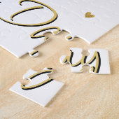 写真ハート金ゴールドグリッターハートバレンタインデー ジグソーパズル (側面)