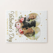 写真ハート金ゴールドグリッターハートバレンタインデー ジグソーパズル (横)