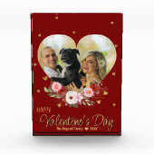 写真ハート金ゴールドバレンタインデーグリッターハート赤 フォトブロック (正面)