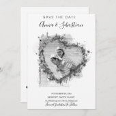 *~*写真ハートAR6結婚式QR日付を保存 招待状 (正面/裏面)