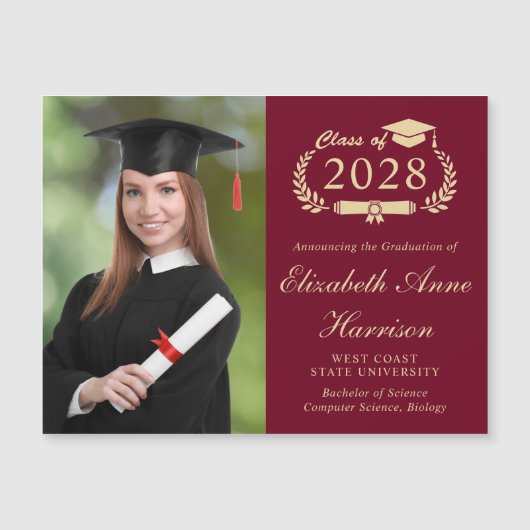 写真バエレガントルガンディ大学の卒業磁石 マグネット招待状 (正面)