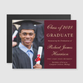 写真バエレガントルガンディ金ゴールド大学卒業 マグネット招待状 (正面/裏面)