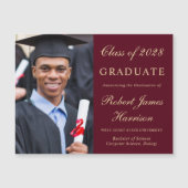 写真バエレガントルガンディ金ゴールド大学卒業 マグネット招待状 (正面)