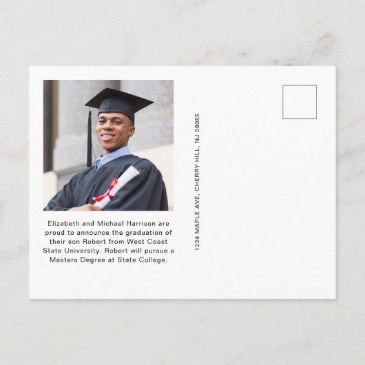 写真バエレガントルガンディ金ゴールド大学卒業 案内ポストカード (裏面)