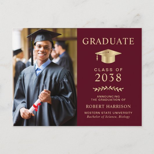 写真バエレガントルガンディ金ゴールド大学卒業 案内ポストカード (正面)